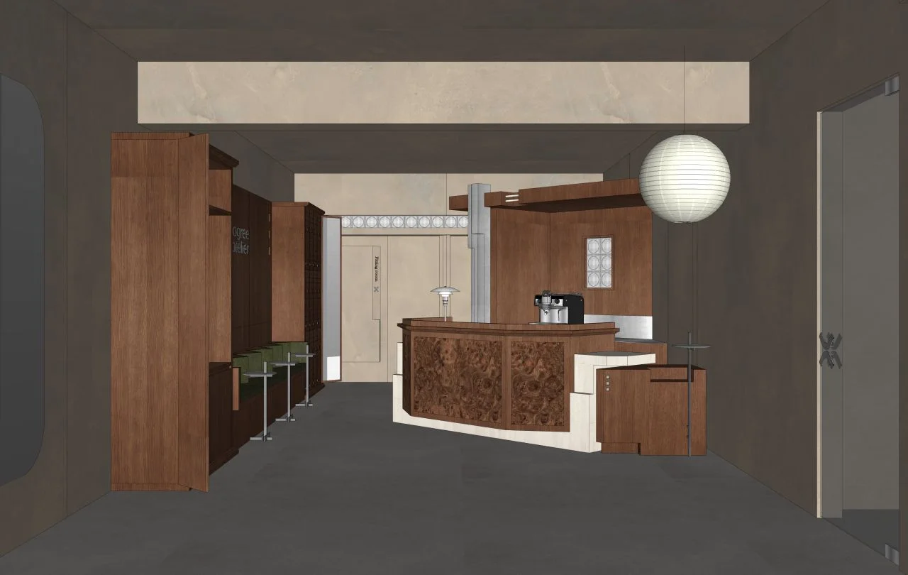 SketchUp concept perspective for an interior design proposal
